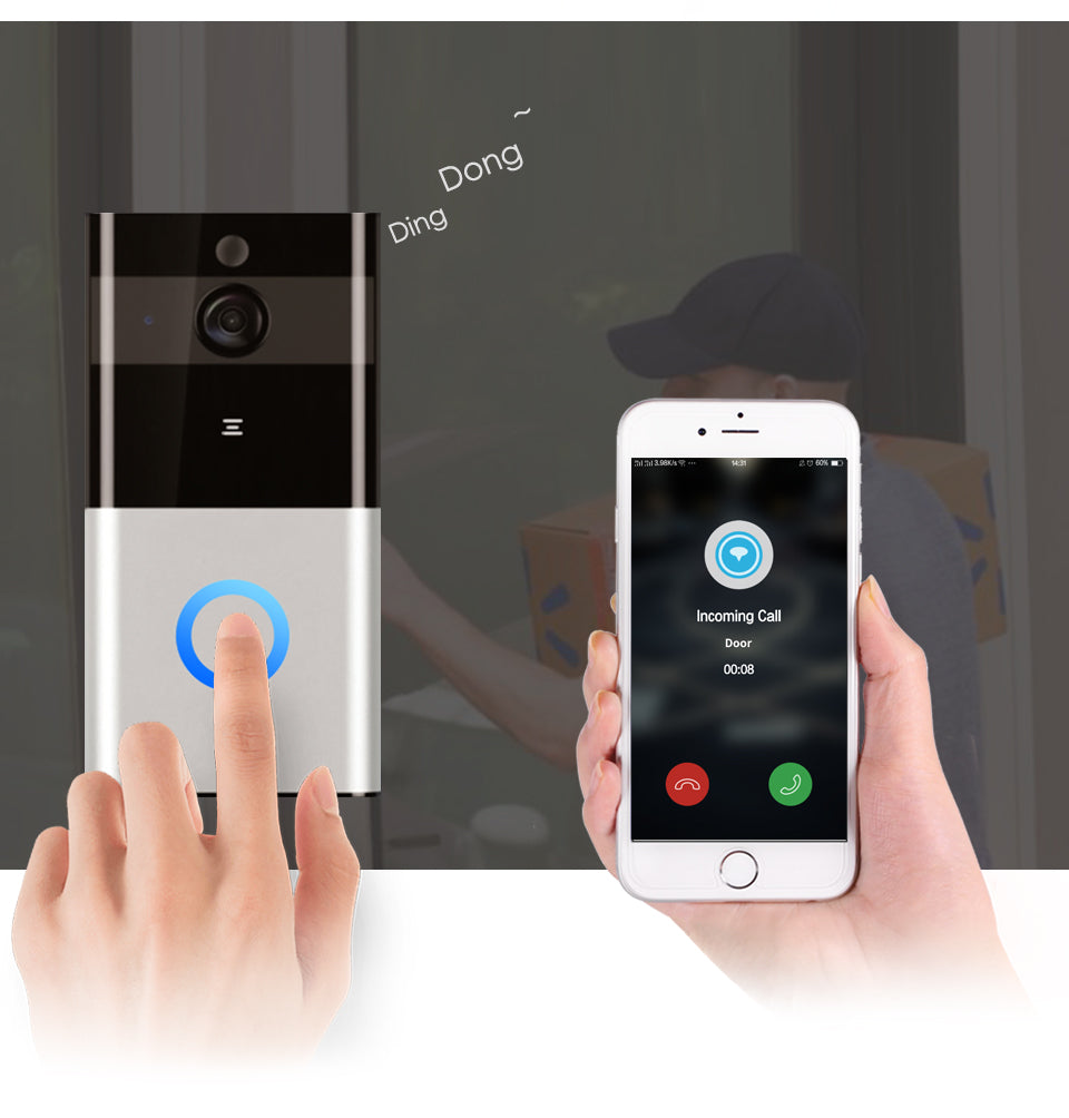Wireless Smart Doorbell with Camera and Remote Access