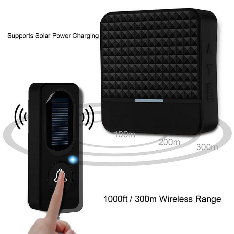 Solar Wireless Doorbell with Remote Control and Waterproof