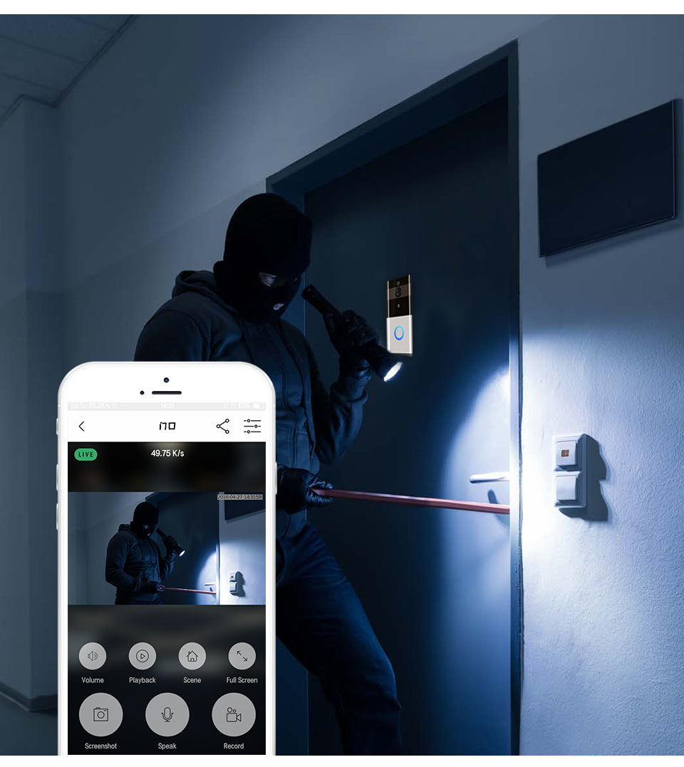 Wireless Smart Doorbell with Camera and Remote Access