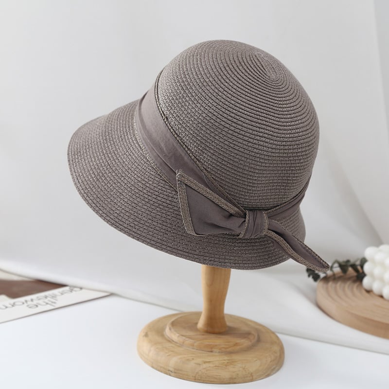 Women's Sun Hat with Simple Ribbon Bow Bucket Design