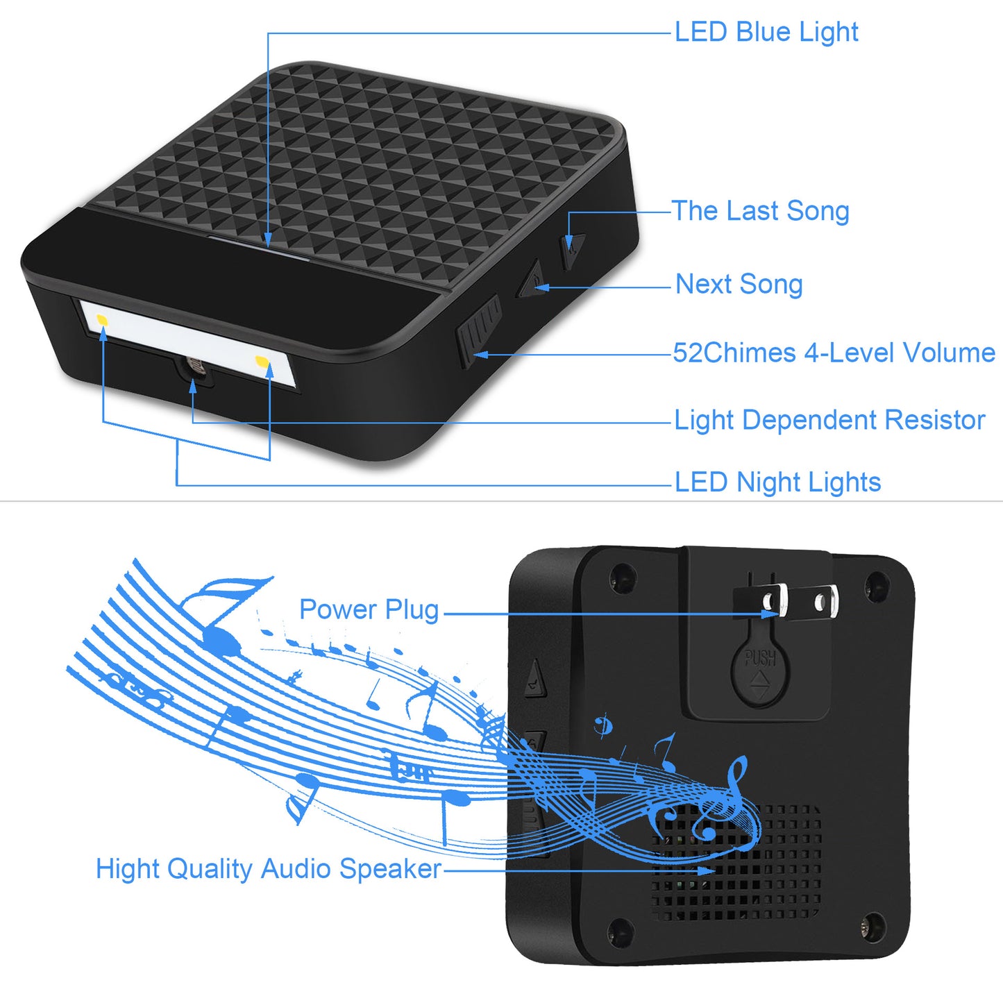 Solar Wireless Doorbell with Remote Control and Waterproof