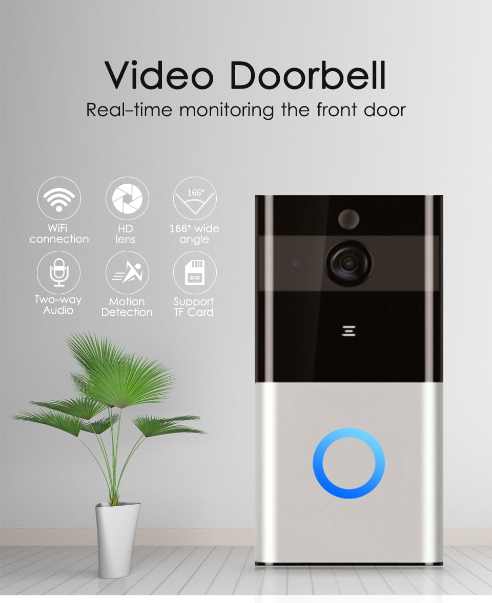 Wireless Smart Doorbell with Camera and Remote Access